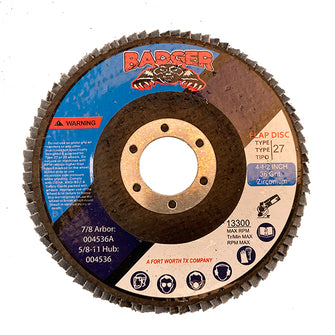 Badger 4.5 x 7/8 36 Grit Type 27 Flap Disc