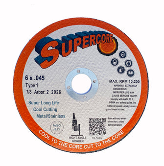 SuperCore Type 1 .045 Thin Cutting Wheels - 6 x .045 x 7/8