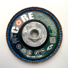 CORE Curve Flap Discs Reg. Density Type 27 – 4-1/2 x 5/8-11 60 Grit w/ Metal Threaded Hub