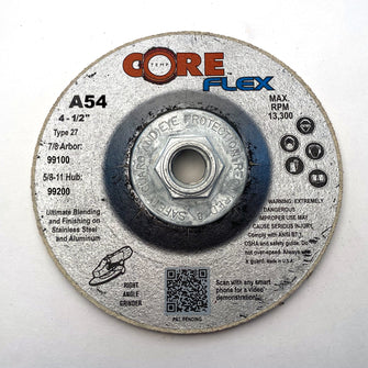 Core Flex - Cotton Fiber - 4-1/2 x 5/8-11  w- Metal Threaded Hub A54